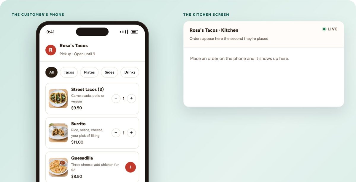 Screenshot: Online ordering