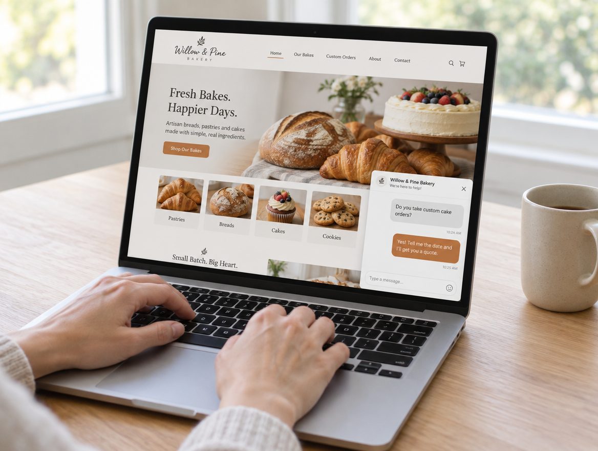 Example: a chat window on a bakery website
